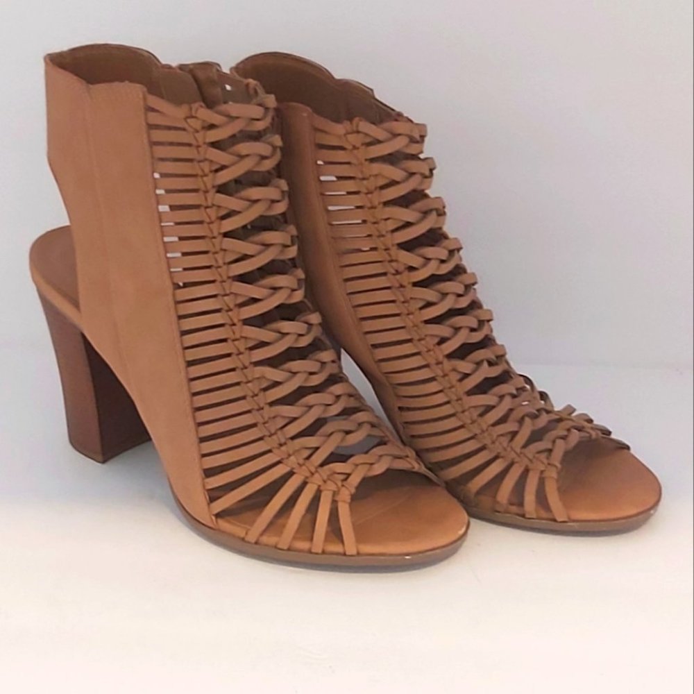 Women's Caged Open Toe Sandals Taupe Size 10